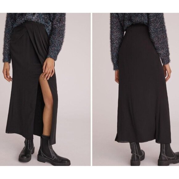 Mare Mare Anthropologie Slim Slit-Hem Maxi Skirt Size M Black Dressy Flirty NWOT - Picture 1 of 9